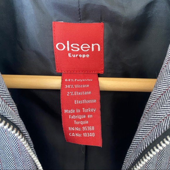 Olsen Europe gray zip up jacket blazer size 6 stripped career vest - Picture 10 of 12